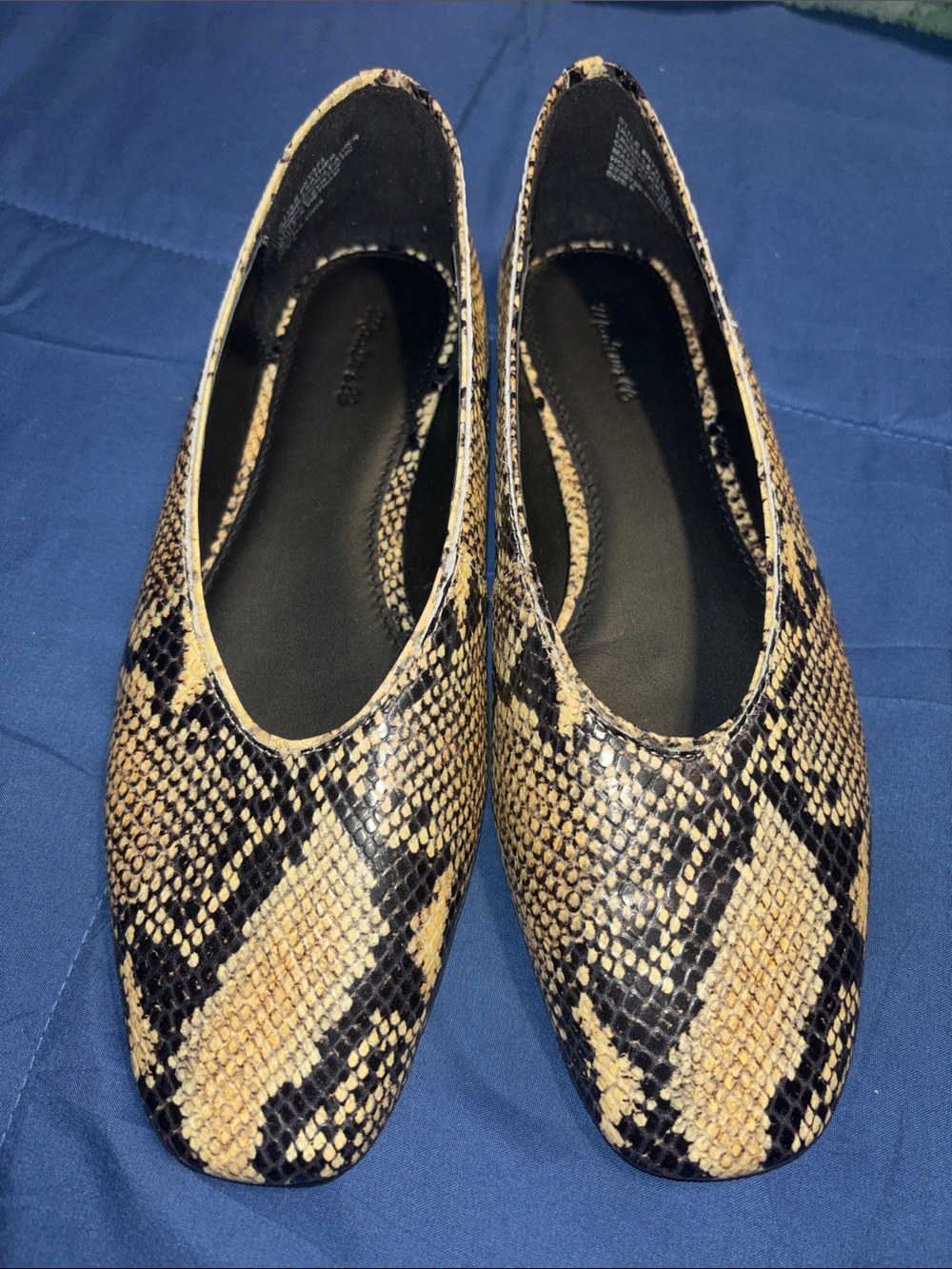Madewell Snake-Print Ballet Flats in Tan and Black